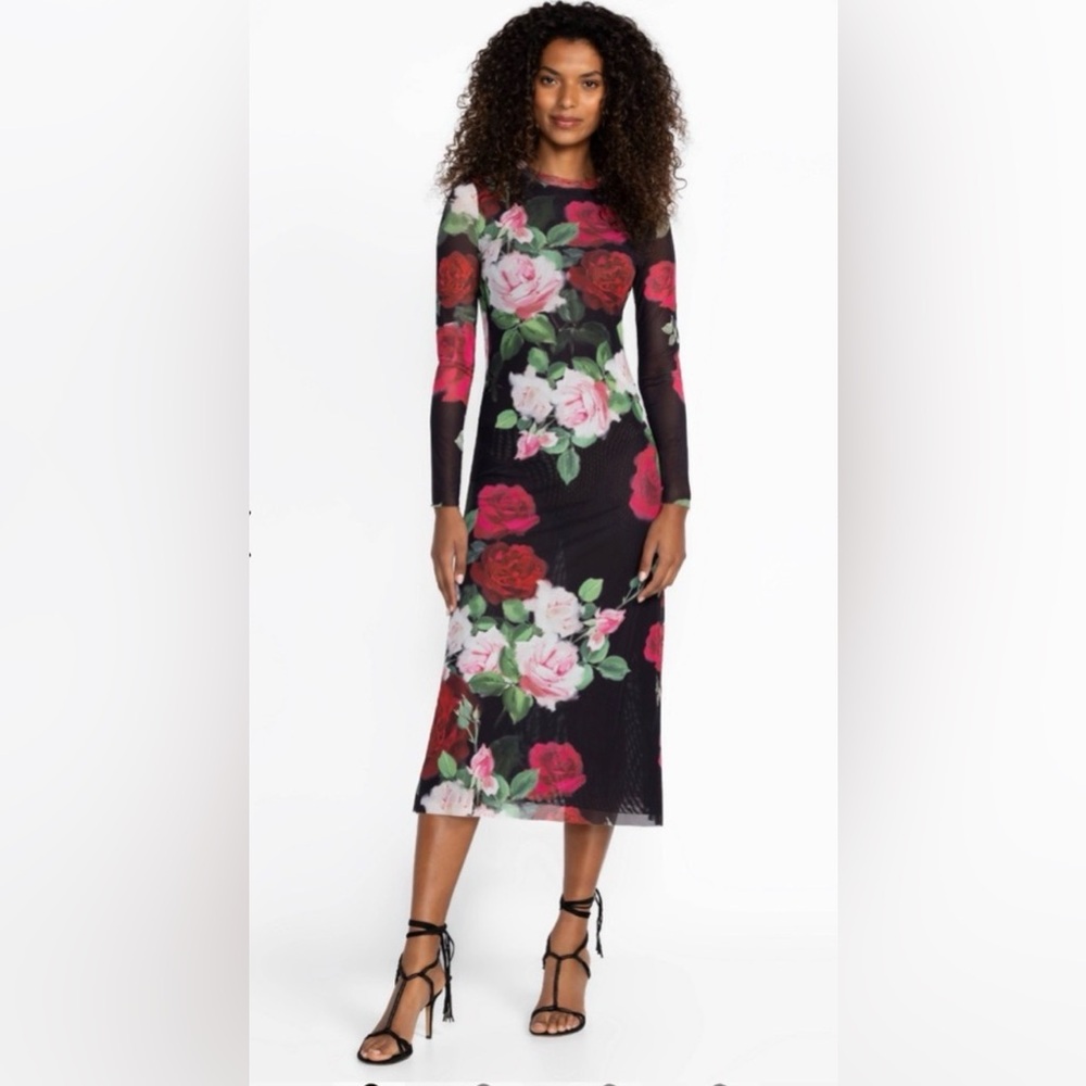 NWT JOHNNY WAS LOLIA MESH MIDI DRESS Maria Rosa, size XL